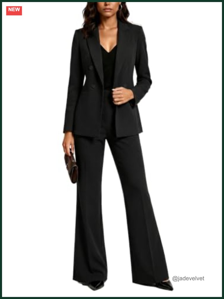 Women's 2 Piece Pant Suit Set Long Sleeve Blazer Bootcut Pants Business Office